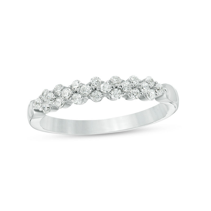 0.29 CT. T.W. Diamond Alternating Stackable Band in 10K White Gold