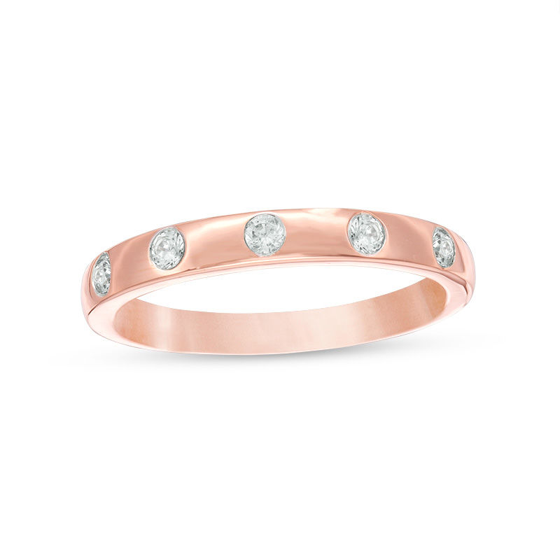 0.145 CT. T.W. Diamond Five Stone Stackable Band in 10K Rose Gold|Peoples Jewellers
