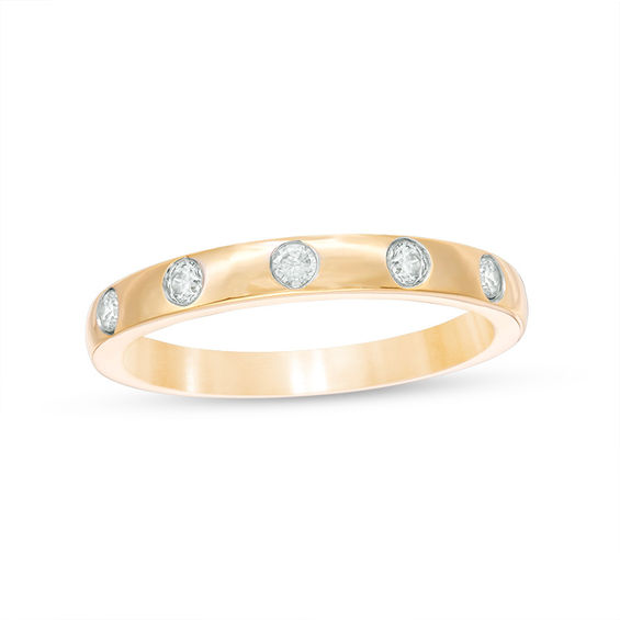 0.145 CT. T.W. Diamond Five Stone Stackable Band in 10K Gold 0.145 CT. T.W. Diamond Five Stone Stackable Band in 10K Gold