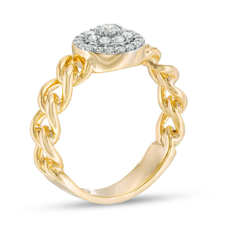 Main Image 2 of 0.29 CT. T.W. Diamond Double Frame Chain Link Shank Engagement Ring in 10K Gold