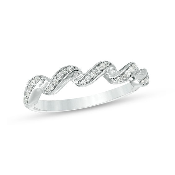 0.115 CT. T.W. Diamond Twist Stackable Band in 10K White Gold 0.115 CT. T.W. Diamond Twist Stackable Band in 10K White Gold