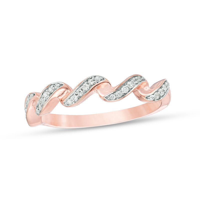0.115 CT. T.W. Diamond Twist Stackable Band in 10K Rose Gold|Peoples Jewellers