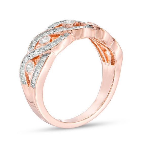 0.45 CT. T.W. Diamond Five Stone Station Wave Band in 10K Rose Gold 0.45 CT. T.W. Diamond Five Stone Station Wave Band in 10K Rose Gold