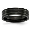 Thumbnail Image 0 of Men's 6.0mm Comfort-Fit Brushed and Polished Grooved Wedding Band in Black IP Titanium