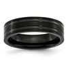 Thumbnail Image 1 of 6.0mm Comfort-Fit Brushed and Polished Grooved Wedding Band in Black IP Titanium