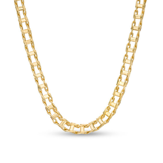Men's 5.0mm Railroad Link Chain Necklace in Hollow 14K Gold - 20"