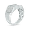 Thumbnail Image 2 of Men's 0.40 CT. T.W. Diamond Multi-Row Ring in Sterling Silver