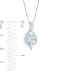 Oval Aquamarine and Lab-Created White Sapphire Flame Pendant and Drop Earrings Set in Sterling Silver