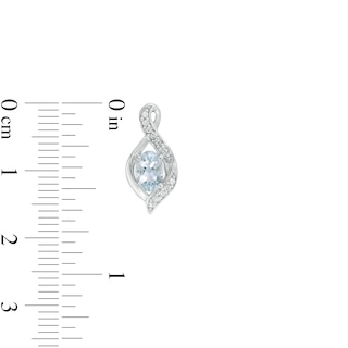 Oval Aquamarine and Lab-Created White Sapphire Flame Pendant and Drop Earrings Set in Sterling Silver