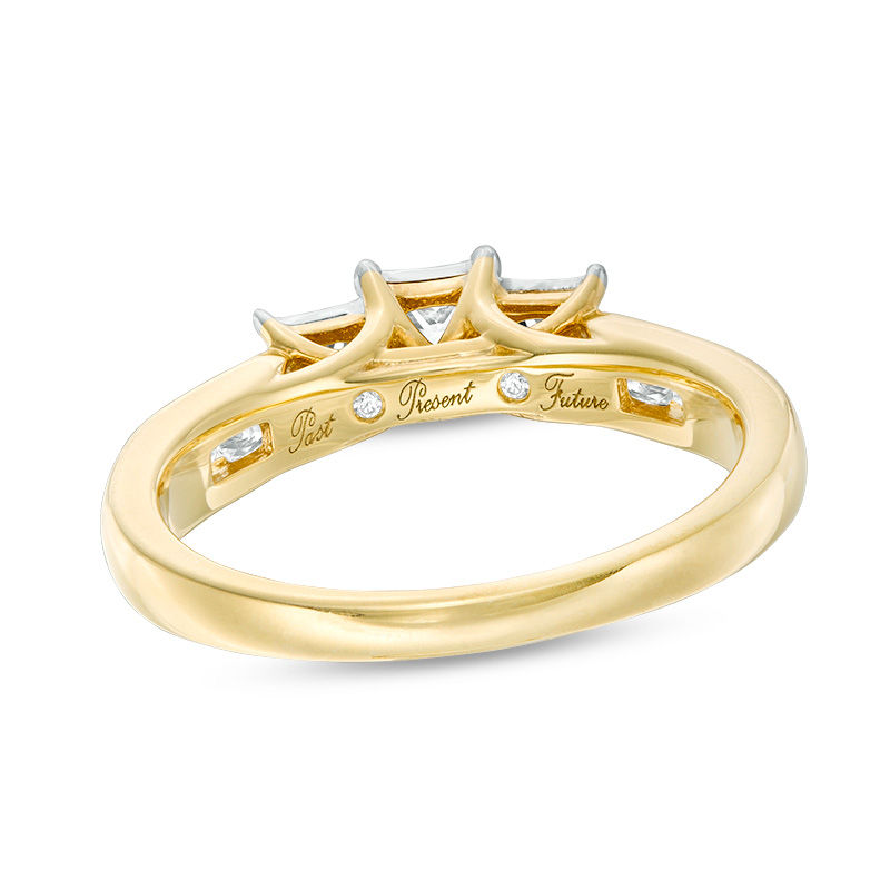 Main Image 3 of 0.45 CT. T.W. Princess-Cut Diamond Past Present Future® Engagement Ring in 10K Gold