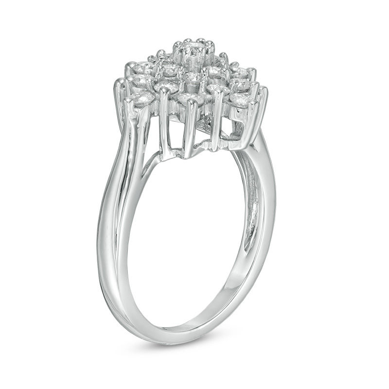 0.80 CT. T.W. Composite Diamond Starburst Engagement Ring in 10K White Gold
