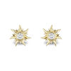 Thumbnail Image 1 of Enchanted Disney Rapunzel 0.085 CT. T.W. Diamond Solitaire Sun Stud Earrings in 10K Gold