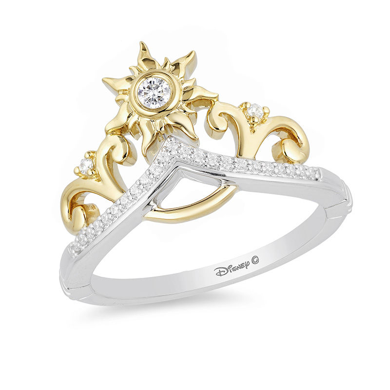 Enchanted Disney Rapunzel 0.085 CT. T.W. Diamond Sun Tiara Ring in Sterling Silver and 10K Gold|Peoples Jewellers