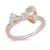 Thumbnail Image 0 of Enchanted Disney Snow White 0.087 CT. T.W. Diamond Bow Ring in 10K Rose Gold