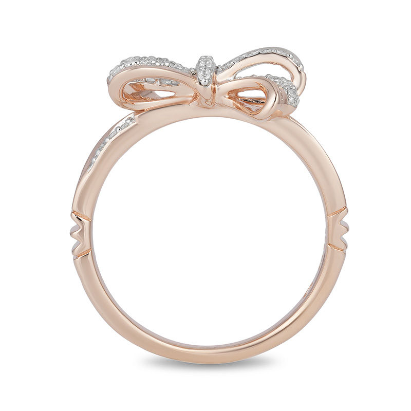 Enchanted Disney Snow White 0.087 CT. T.W. Diamond Bow Ring in 10K Rose Gold
