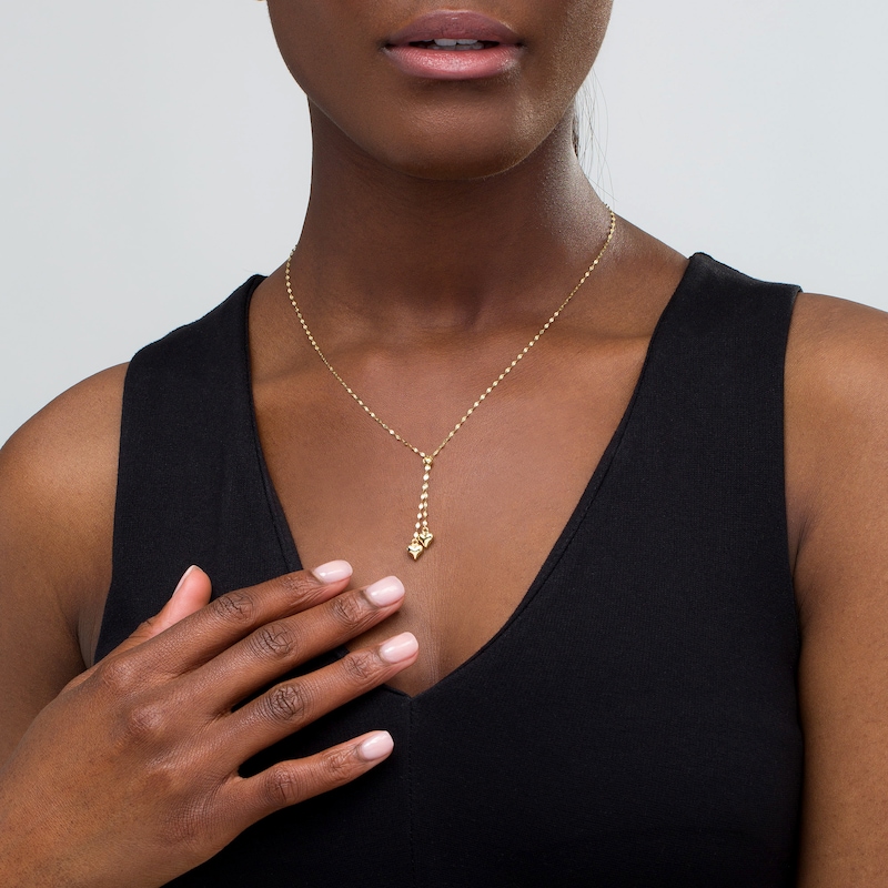 Main Image 2 of Double Heart Lariat-Style Necklace in 10K Gold