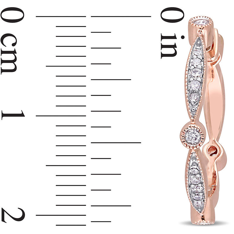 Main Image 2 of 0.32 CT. T.W. Diamond Alternating Vintage-Style Hoop Earrings in 10K Rose Gold