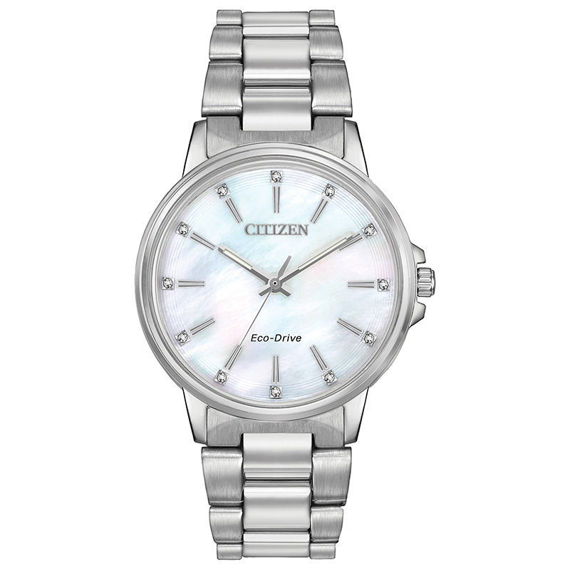 Ladies Citizen Eco Drive Chandler Crystal Accent Watch with Mother of Pearl Dial Model FE7030 57D