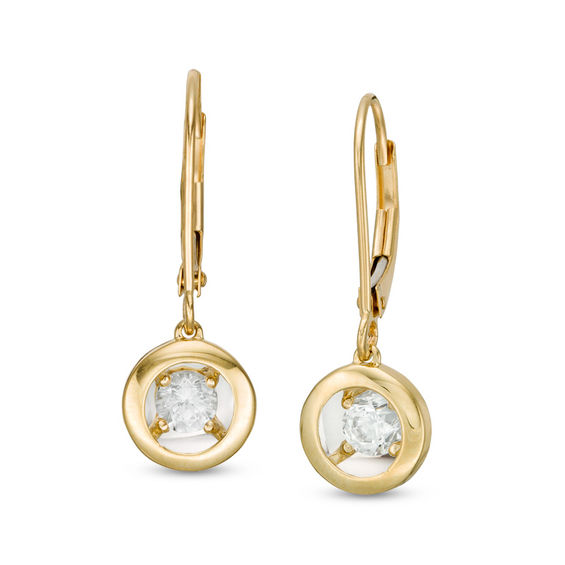 Magnificence™ 0.15 CT. T.W. Diamond Solitaire Frame Drop Earrings in 10K Gold