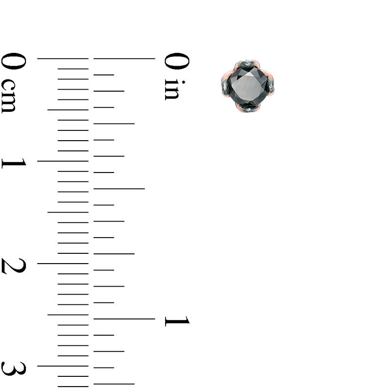 Main Image 2 of 0.45 CT. T.W. Enhanced Black and White Diamond Solitaire Stud Earrings in 10K Rose Gold