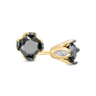 0.45 CT. T.W. Enhanced Black and White Diamond Solitaire Stud Earrings in 10K Gold