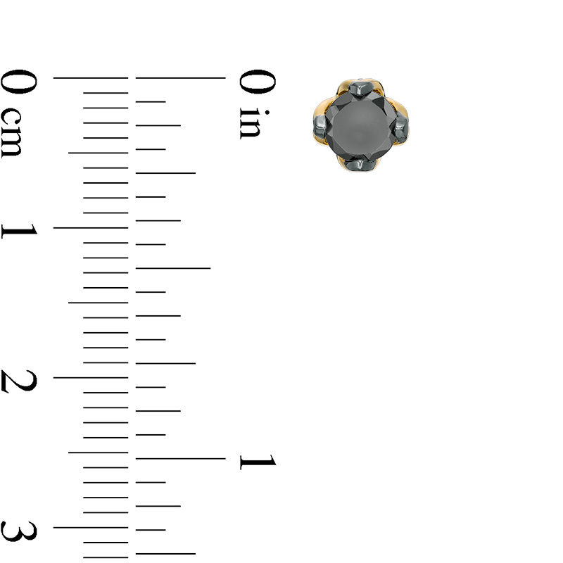 Main Image 2 of 0.95 CT. T.W. Enhanced Black and White Diamond Solitaire Stud Earrings in 10K Gold
