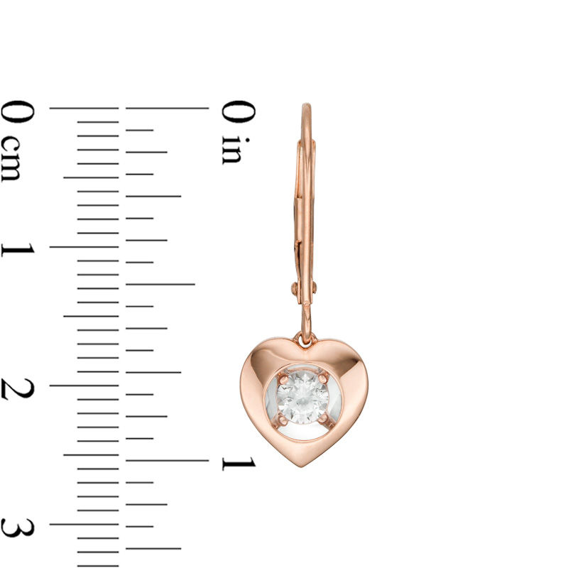 Main Image 2 of Magnificence™ 0.15 CT. T.W. Diamond Solitaire Heart Frame Drop Earrings in 10K Rose Gold