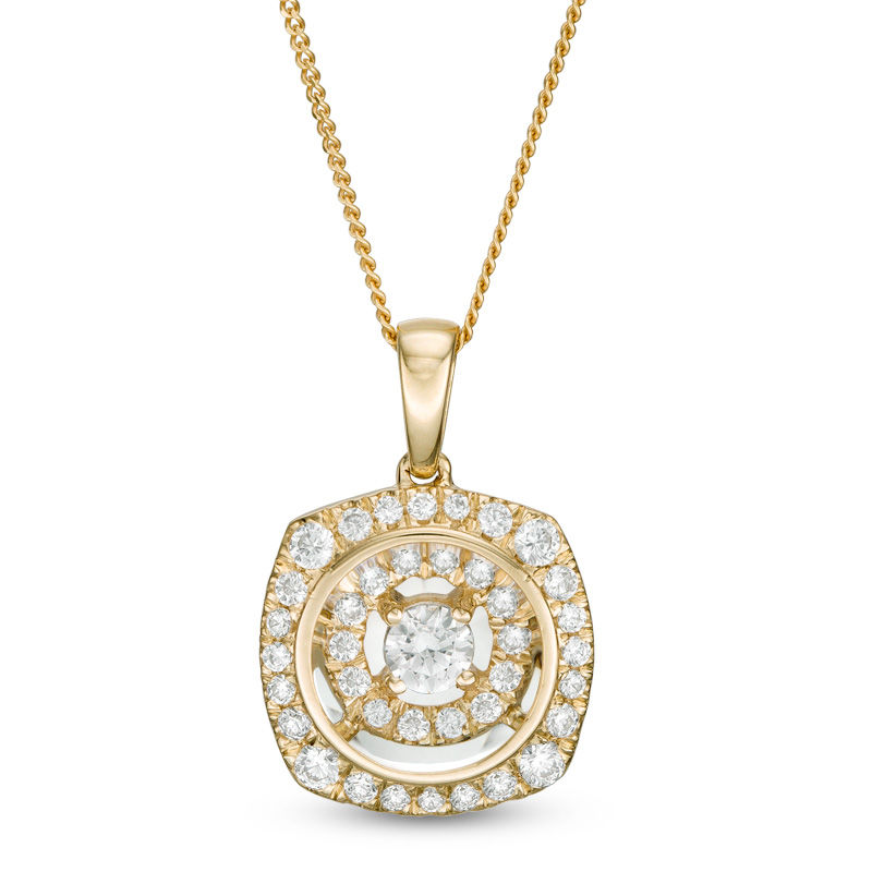 Magnificence™ 0.50 CT. T.W. Diamond Double Cushion Frame Pendant in 10K Gold