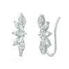 Thumbnail Image 1 of 0.04 CT. T.W. Diamond Leaf Fan Crawler Earrings in Sterling Silver