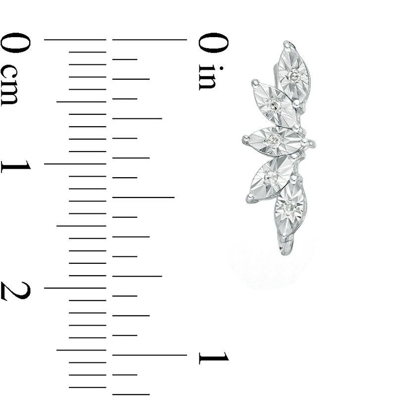 Main Image 3 of 0.04 CT. T.W. Diamond Leaf Fan Crawler Earrings in Sterling Silver