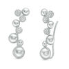 Thumbnail Image 0 of 0.13 CT. T.W. Diamond Alternating Bubble Crawler Earrings in Sterling Silver