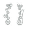 Thumbnail Image 1 of 0.13 CT. T.W. Diamond Alternating Bubble Crawler Earrings in Sterling Silver