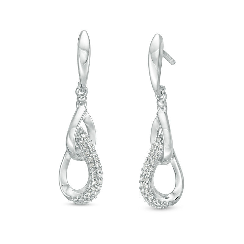 0.09 CT. T.W. Diamond Double Pear-Shaped Drop Earrings in Sterling Silver|Peoples Jewellers