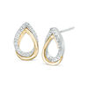 Thumbnail Image 1 of 0.04 CT. T.W. Diamond Interlocking Pear-Shaped Stud Earrings in Sterling Silver and 10K Gold