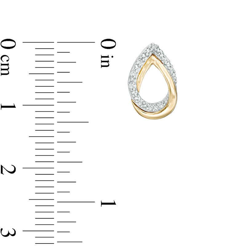 0.04 CT. T.W. Diamond Interlocking Pear-Shaped Stud Earrings in Sterling Silver and 10K Gold