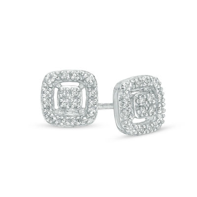 0.04 CT. T.W. Composite Diamond Square Frame Stud Earrings in Sterling Silver