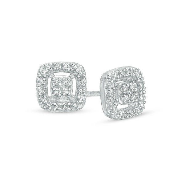 0.04 CT. T.W. Composite Diamond Square Frame Stud Earrings in Sterling Silver