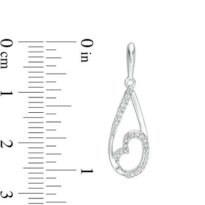 0.04 CT. T.W. Diamond Heart Pear-Shaped Drop Earrings in Sterling Silver