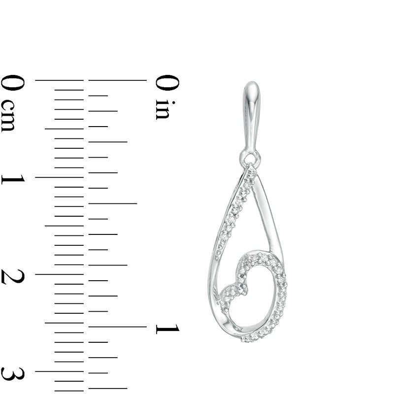 0.04 CT. T.W. Diamond Heart Pear-Shaped Drop Earrings in Sterling Silver
