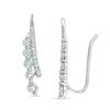 Thumbnail Image 1 of 0.15 CT. T.W. Diamond Double Row Crawler Earrings in Sterling Silver