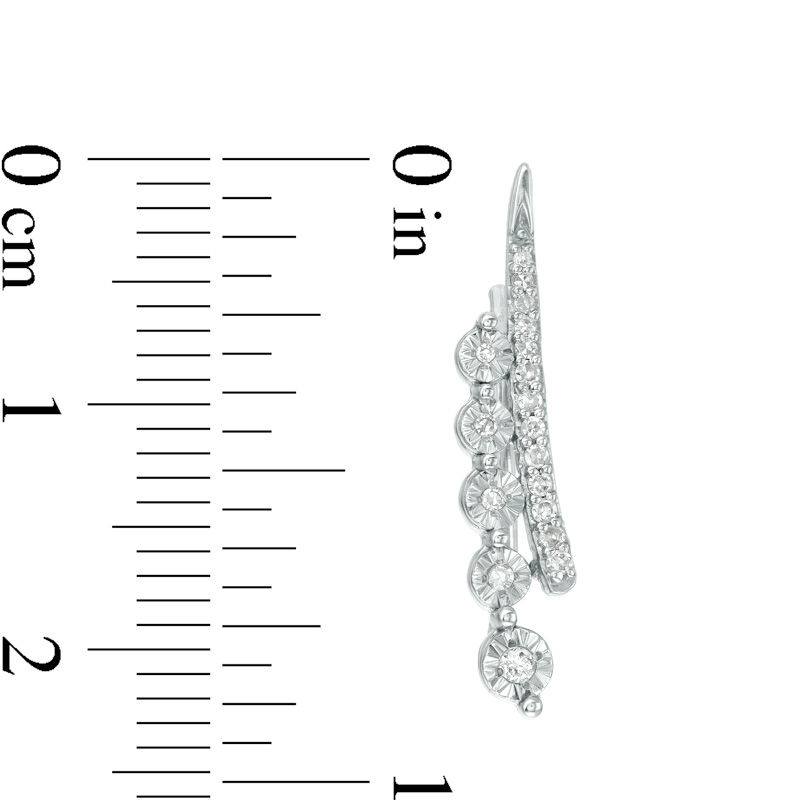 0.15 CT. T.W. Diamond Double Row Crawler Earrings in Sterling Silver