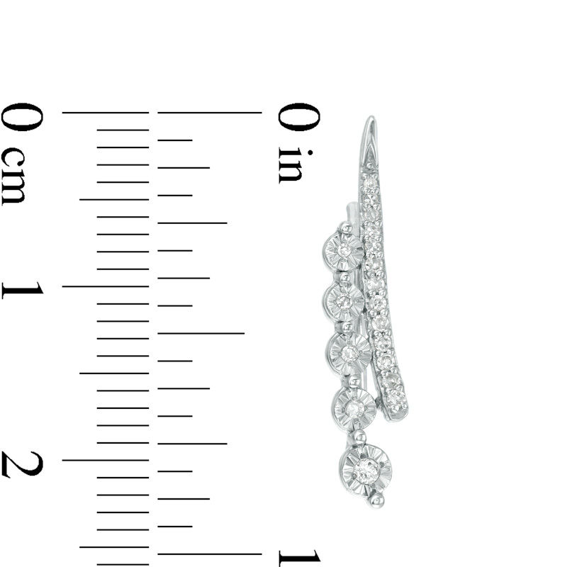 Main Image 2 of 0.15 CT. T.W. Diamond Double Row Crawler Earrings in Sterling Silver