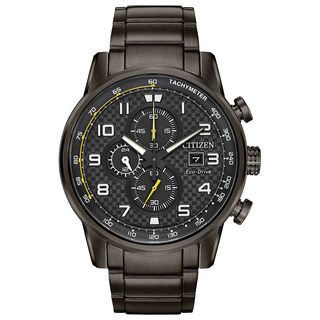 Men's Citizen Eco-Drive® Primo Chronograph Grey IP Watch with Black Dial (Model: CA0687-58E)