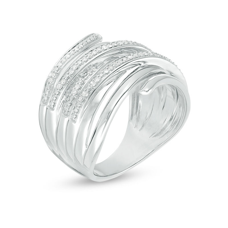 0.15 CT. T.W. Diamond Layered Crossover Wrap Ring in Sterling Silver