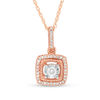 Thumbnail Image 0 of 0.15 CT. T.W. Diamond Cushion Frame Vintage-Style Pendant in 10K Rose Gold