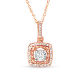 0.15 CT. T.W. Diamond Cushion Frame Vintage-Style Pendant in 10K Rose Gold