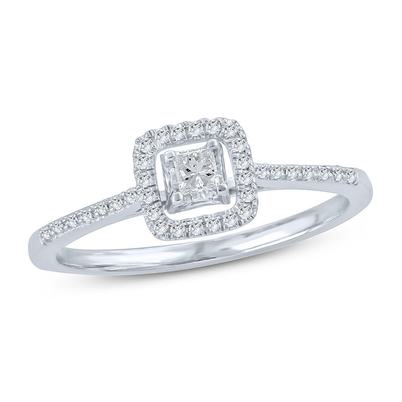 0.145 CT. T.W. Princess-Cut Diamond Frame Promise Ring in 10K White Gold