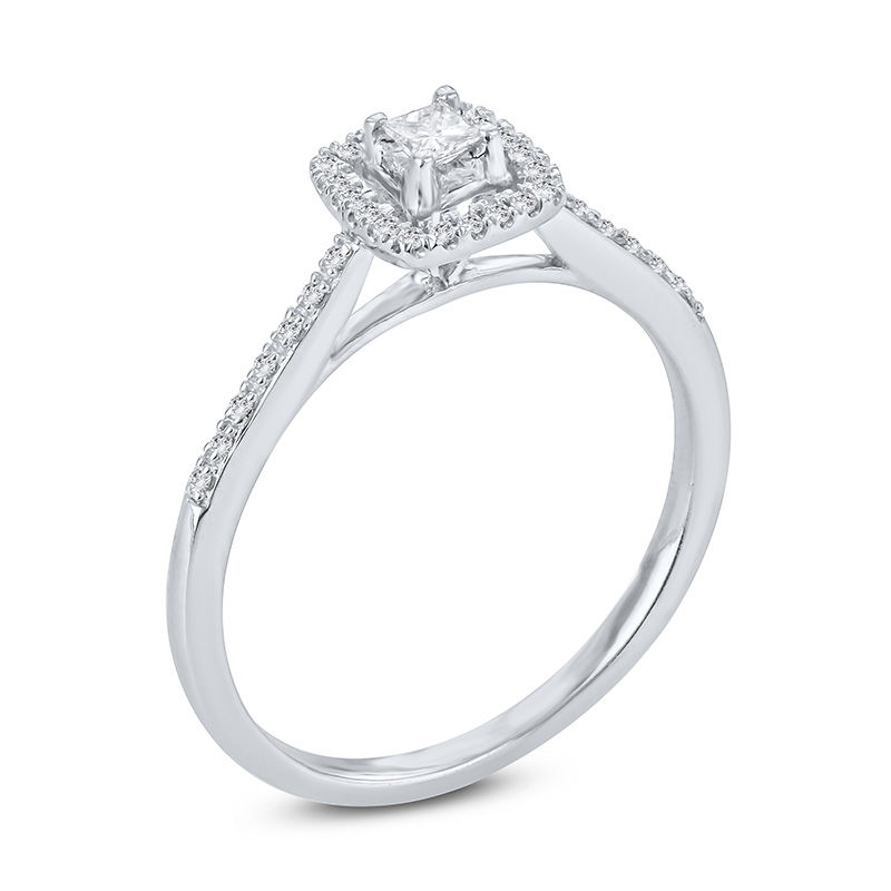 0.145 CT. T.W. Princess-Cut Diamond Frame Promise Ring in 10K White Gold