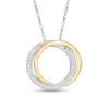 Thumbnail Image 0 of 0.085 CT. T.W. Diamond Interlocking Open Circles Pendant in Sterling Silver and 10K Gold