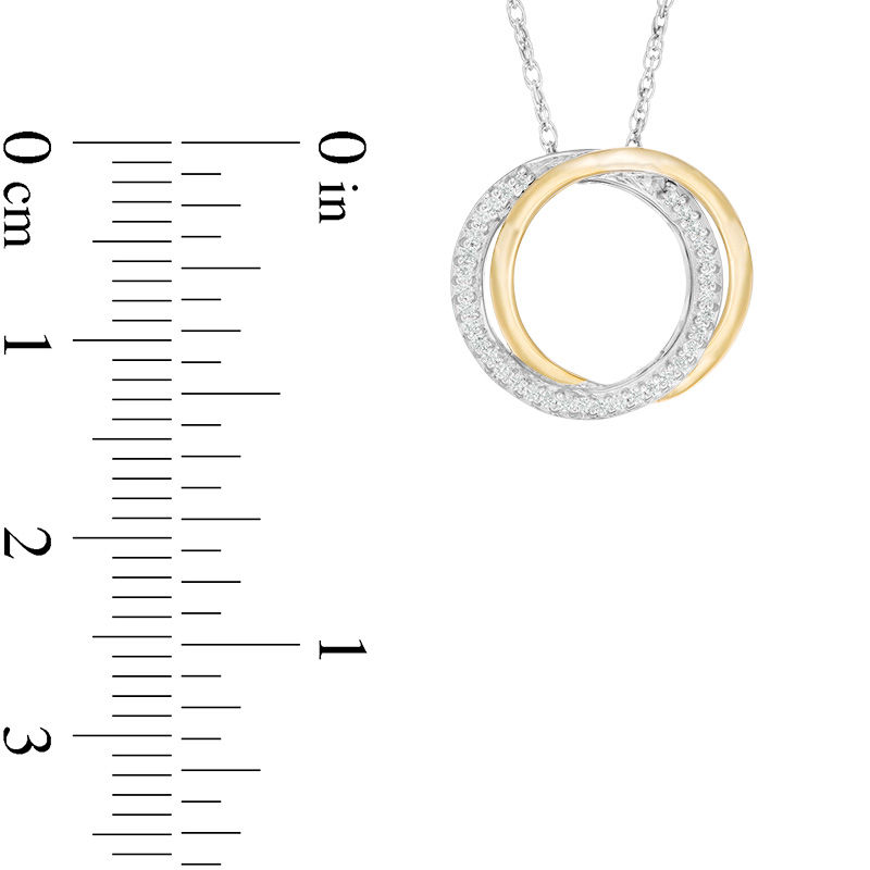 0.085 CT. T.W. Diamond Interlocking Open Circles Pendant in Sterling Silver and 10K Gold